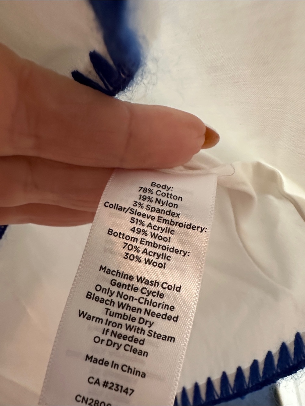 Talbots White Top with Colored Edge Stitching - Picture 4 of 5